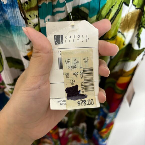 Carole Little White Tropical 2-Piece Vintage High Rise Wide Leg Pant Set Sz 6 - Picture 8 of 14